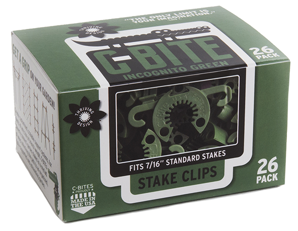 C-Bite 10-12mm Stake Clips, Incognito - 12 per pack, 12 packs per case - Plant Cages, Plant Support & Anchors